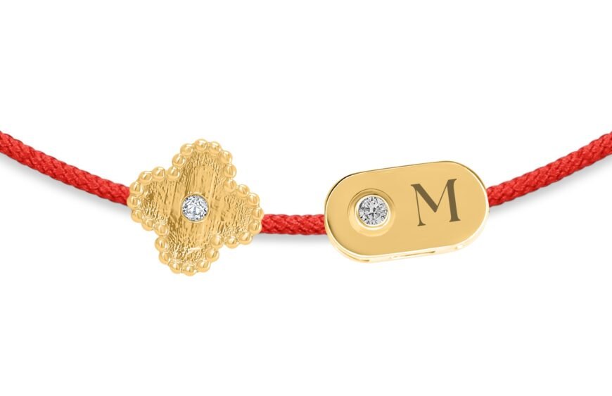 Clover & Plate Diamond String Bracelet