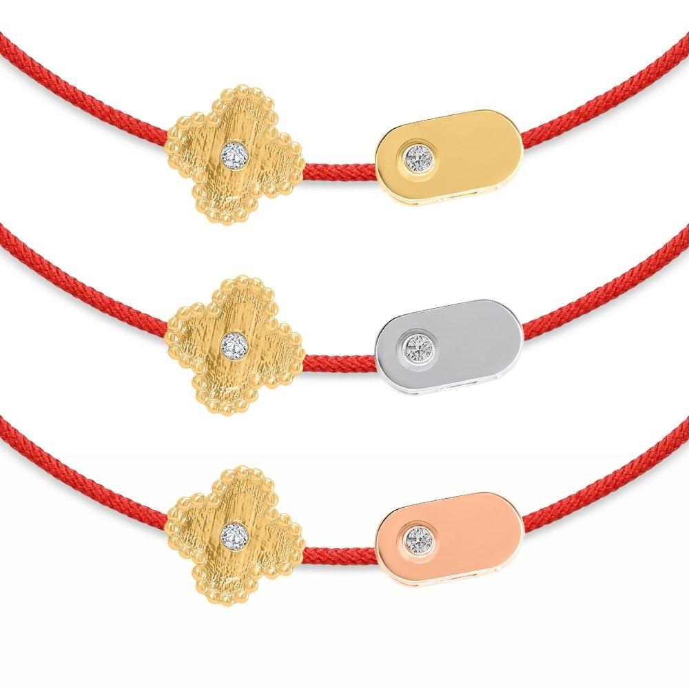 Clover & Plate Diamond String Bracelet