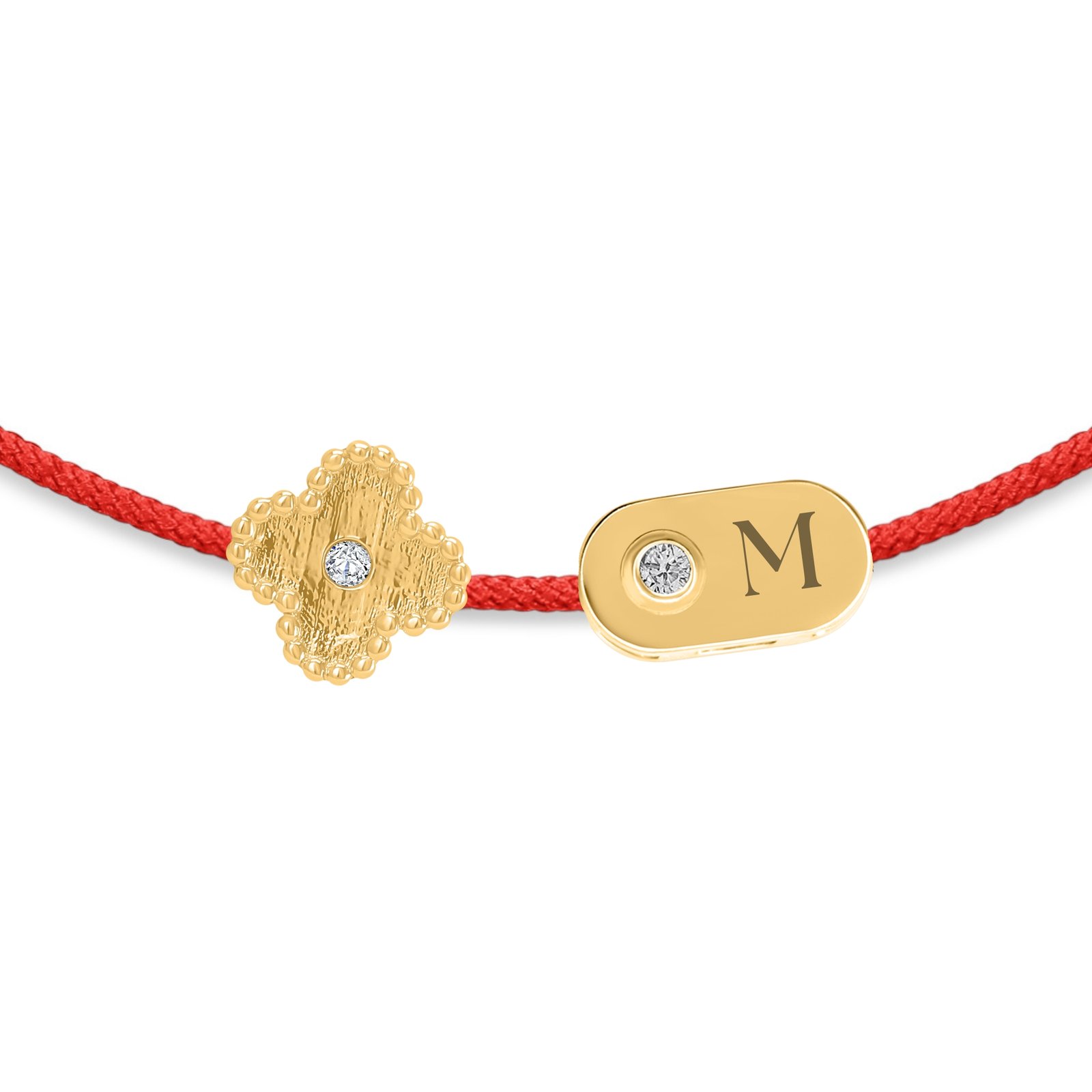 Clover & Plate Diamond String Bracelet