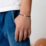 Kid's "Plate" Diamond Black String Bracelet