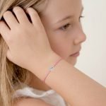 Kid's "Plate" Diamond Pink String Bracelet