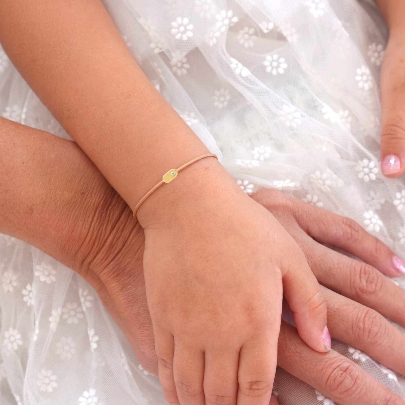 Kid's "Plate" Diamond Sand String Bracelet