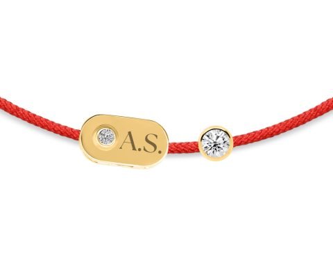 Bracciale con piastrina e fili di diamanti