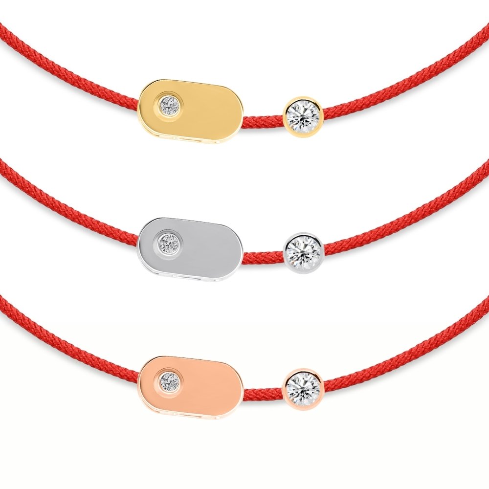Plate & Dot Diamond String Bracelet