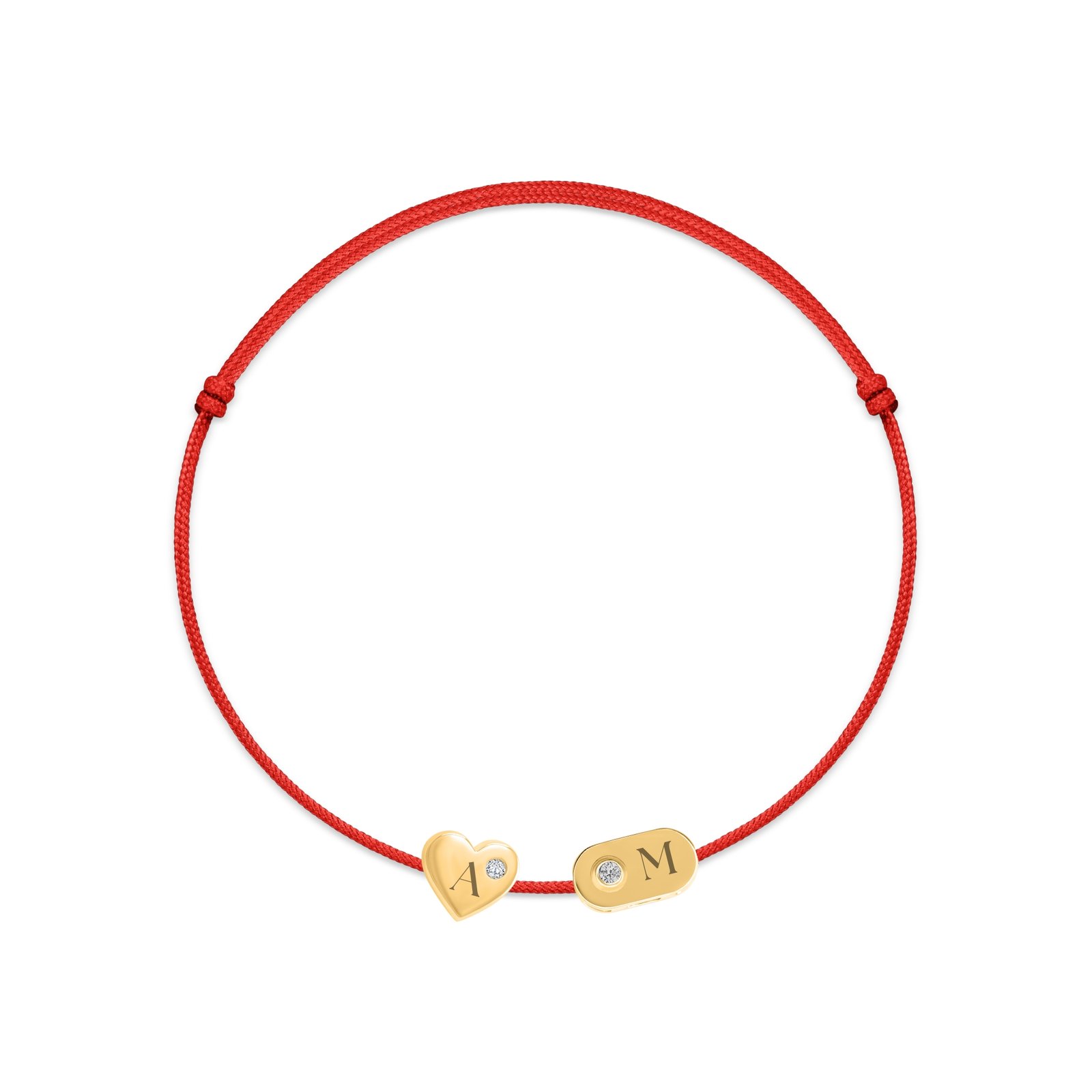 Plate & Heart Diamond String Bracelet