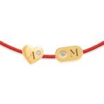 Plate & Heart Diamond String Bracelet