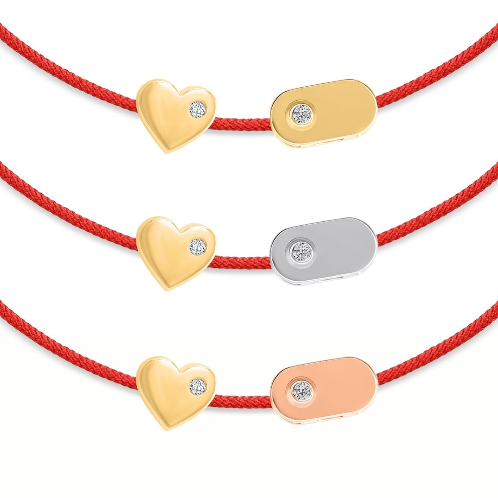 Plate & Heart Diamond String Bracelet