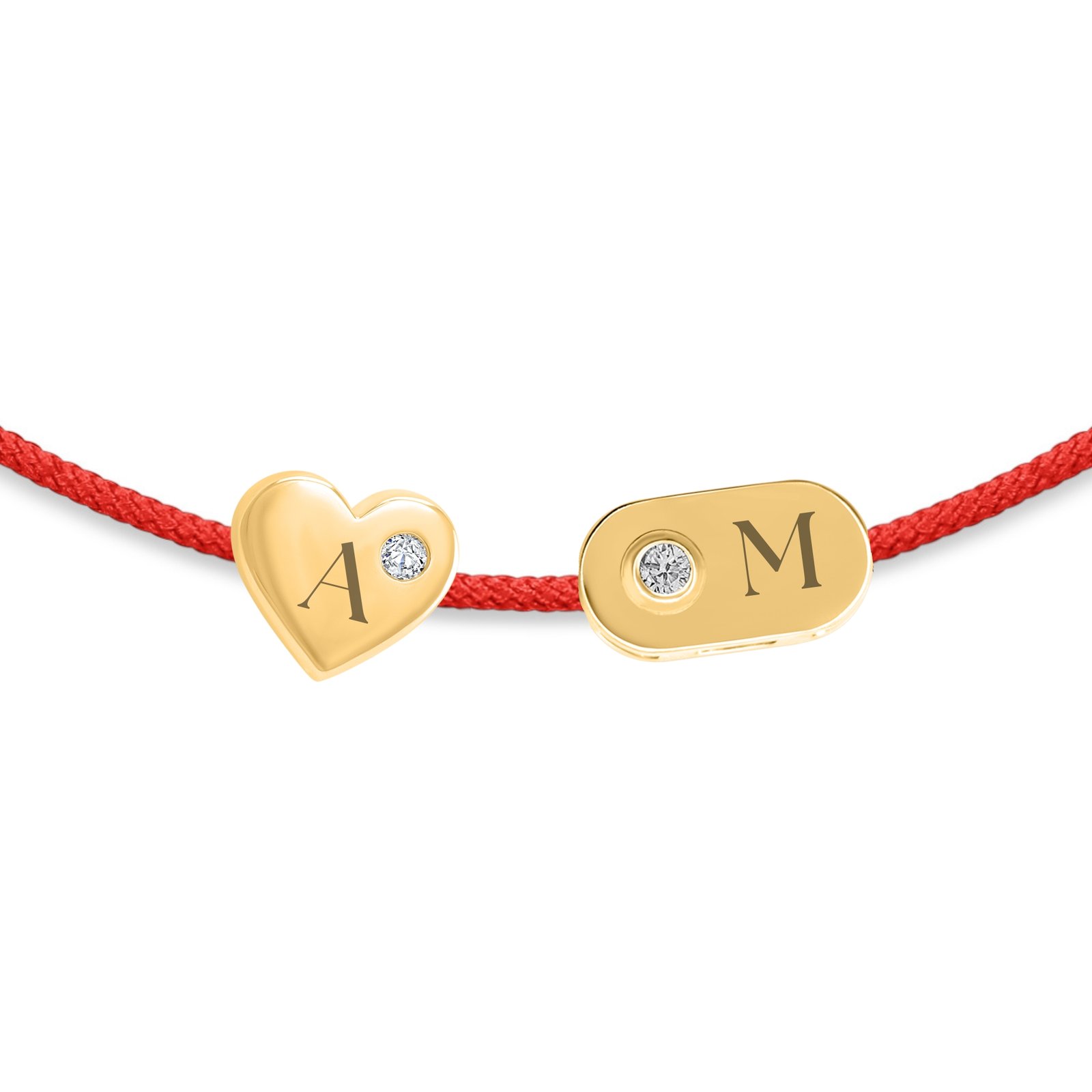 Plate & Heart Diamond String Bracelet