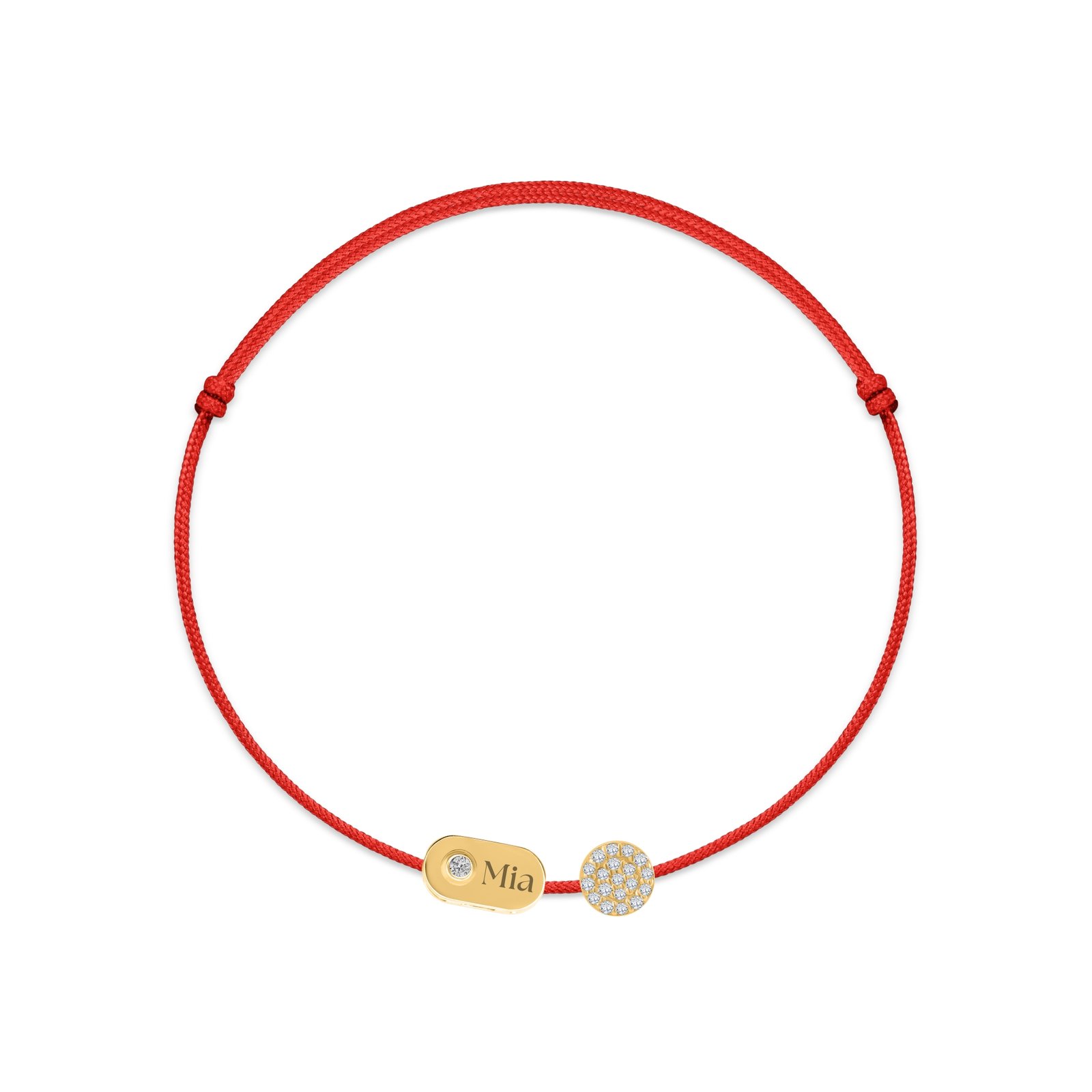 Plate & Pavé Diamond String Bracelet