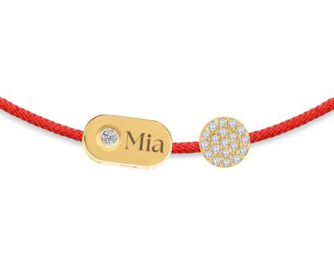 Bracciale a filo con diamanti incastonati a pavé e a placca