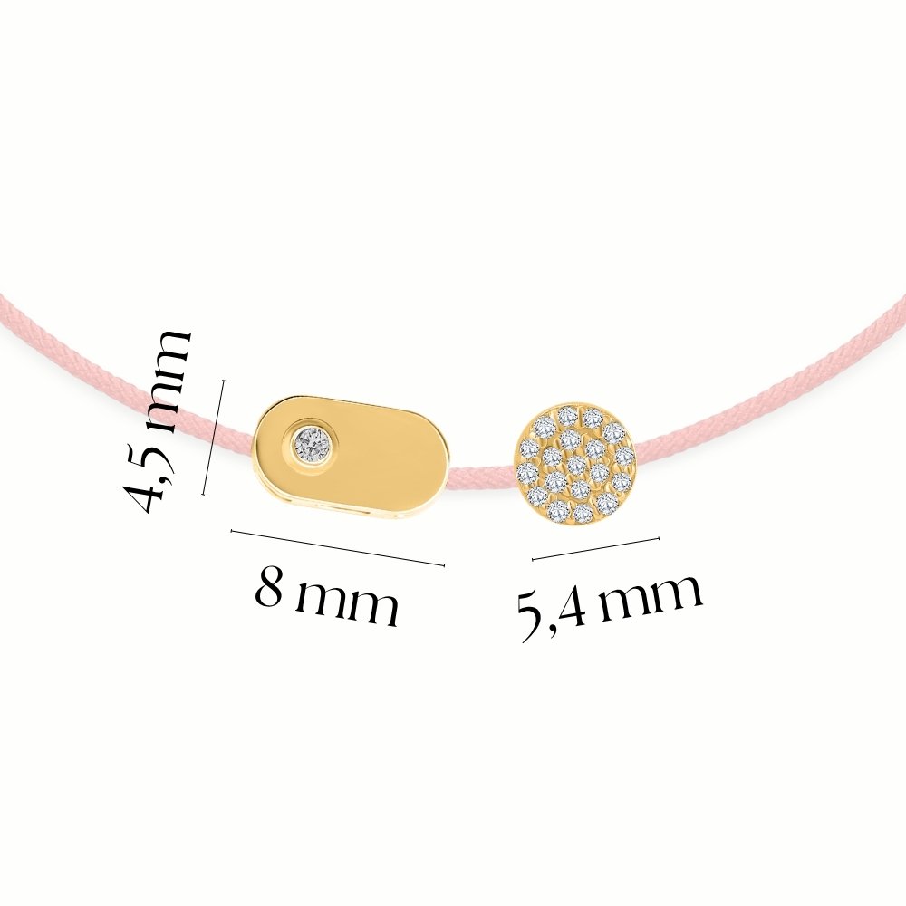 Plate & Pavé Diamond String Bracelet
