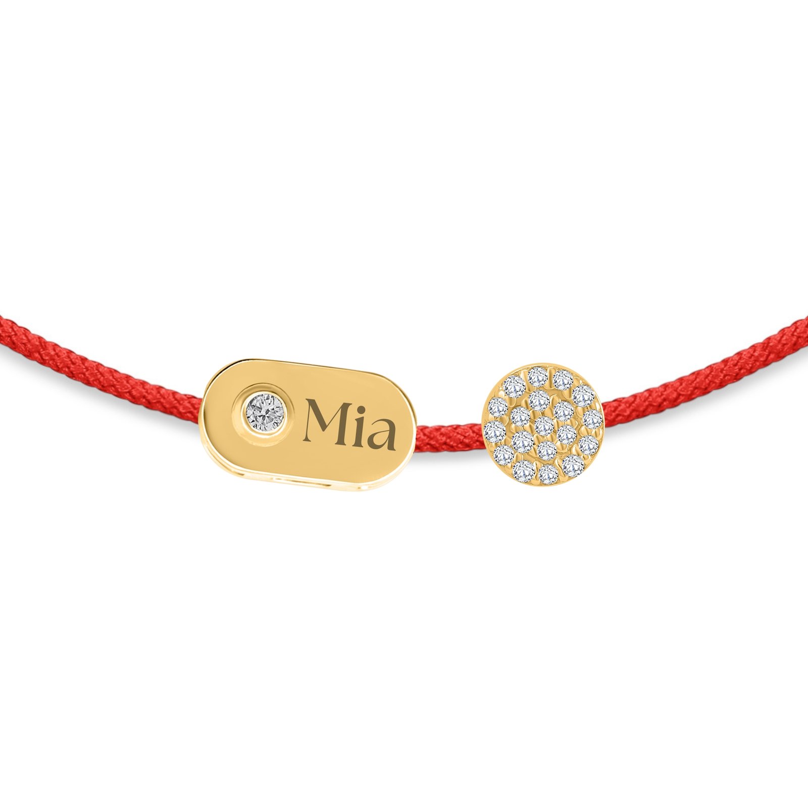 Plate & Pavé Diamond String Bracelet