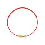 Plate & Pavé Heart Diamond String Bracelet
