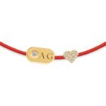 Plate & Pavé Heart Diamond String Bracelet