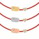 Plate & Pavé Heart Diamond String Bracelet